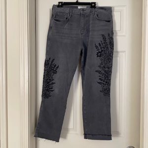 Free People Gray With Black Design Jeans